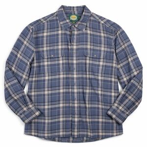 Cabelas Outdoor Work Shirt Men’s Tall Large 100% Cotton LS Button Up Plaid VTG